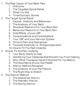 back pain breakthrough table of contents